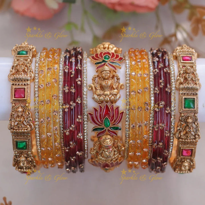 Lotus Lakshmi Bridal Bangles - Enhance Your Elegance-Two hand