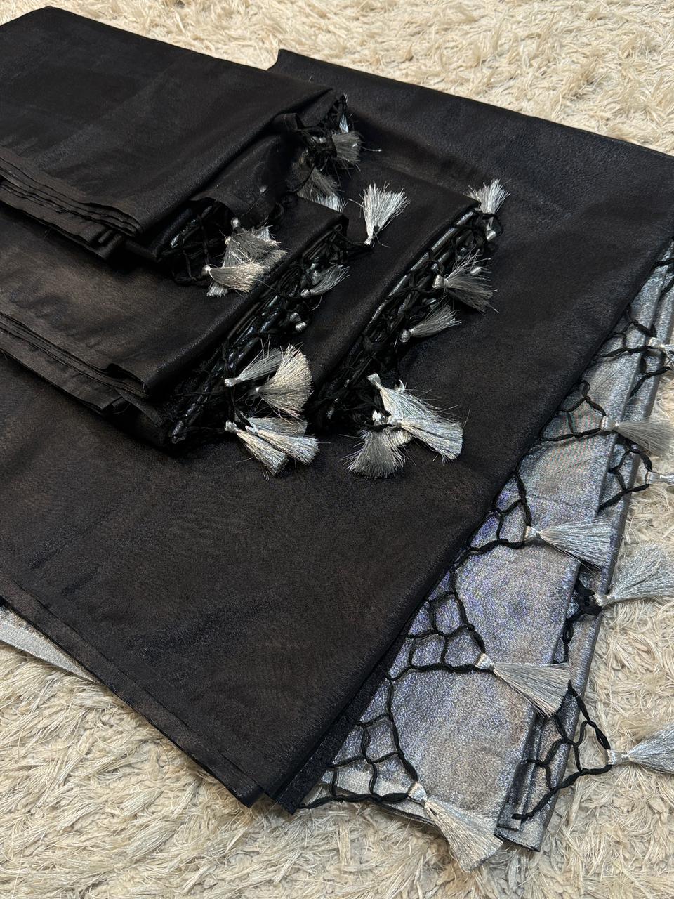 Elegant Banarasi Saree with Unique Tassel Design