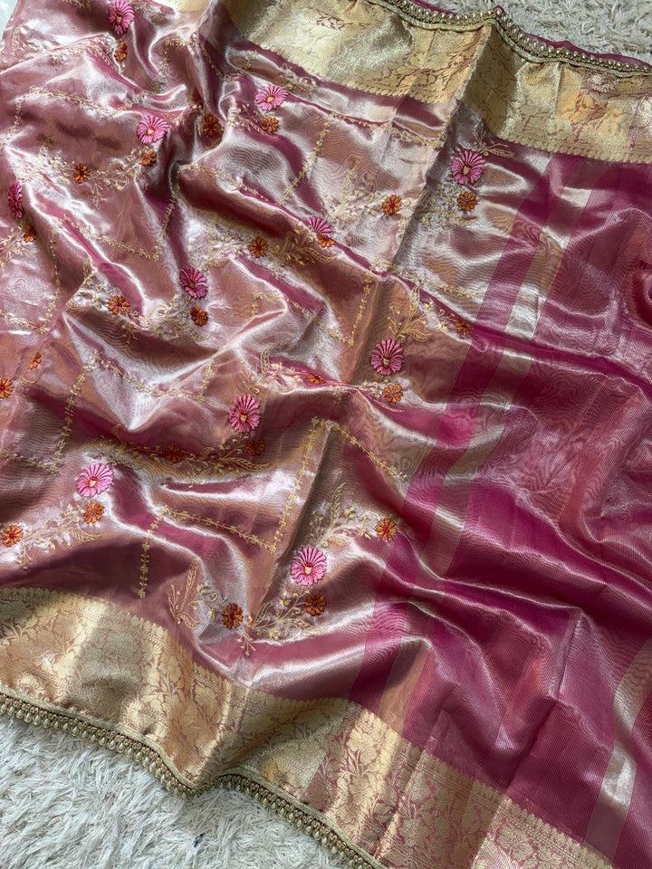 Exquisite Banarasi Glass Tissue Saree - Perfect for Weddings