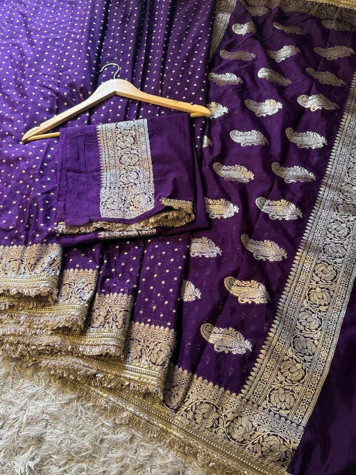 Luxurious Banarasi Silk Saree with Gotapatti Lace