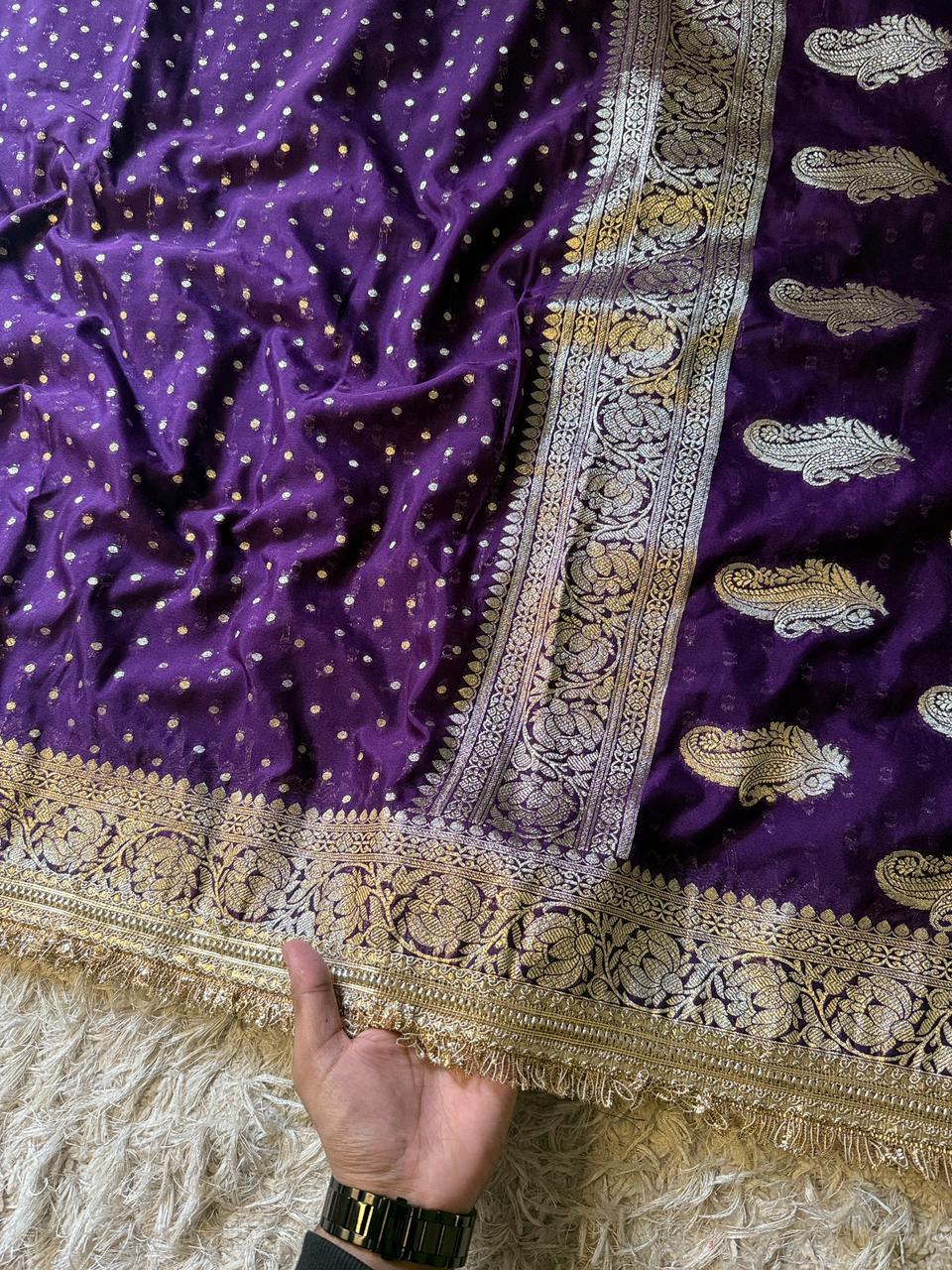 Luxurious Banarasi Silk Saree with Gotapatti Lace