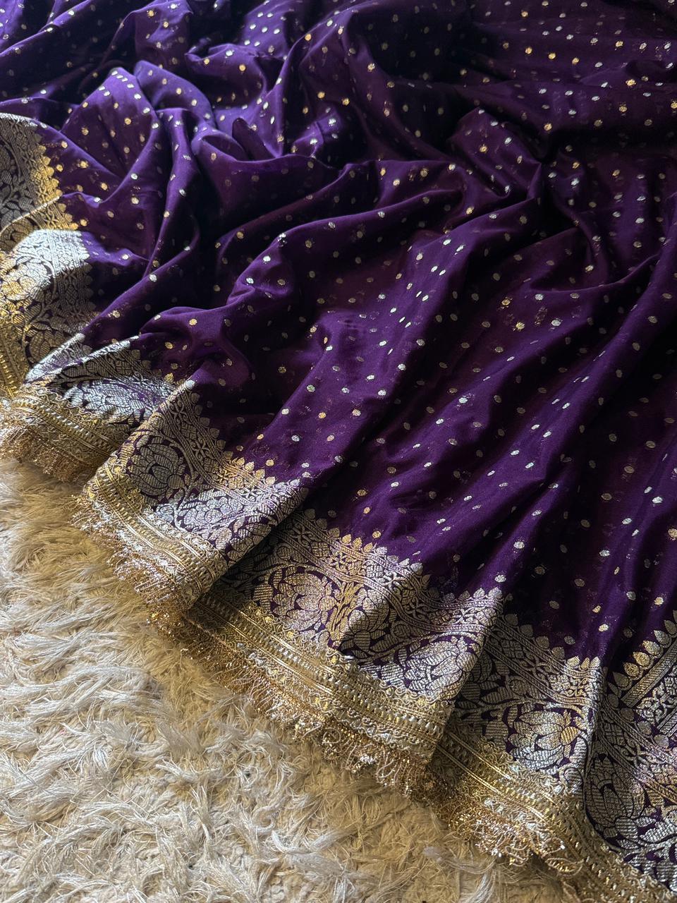 Luxurious Banarasi Silk Saree with Gotapatti Lace