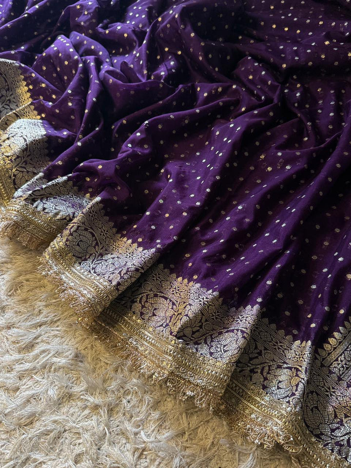 Luxurious Banarasi Silk Saree with Gotapatti Lace