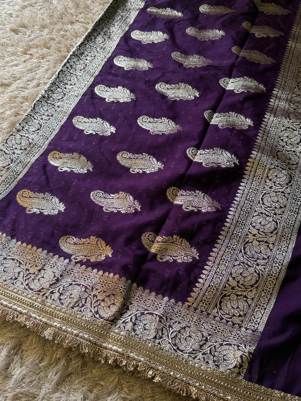 Luxurious Banarasi Silk Saree with Gotapatti Lace