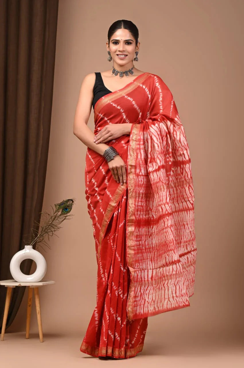 Exquisite Maheswari Saree - Hand Block Print Design