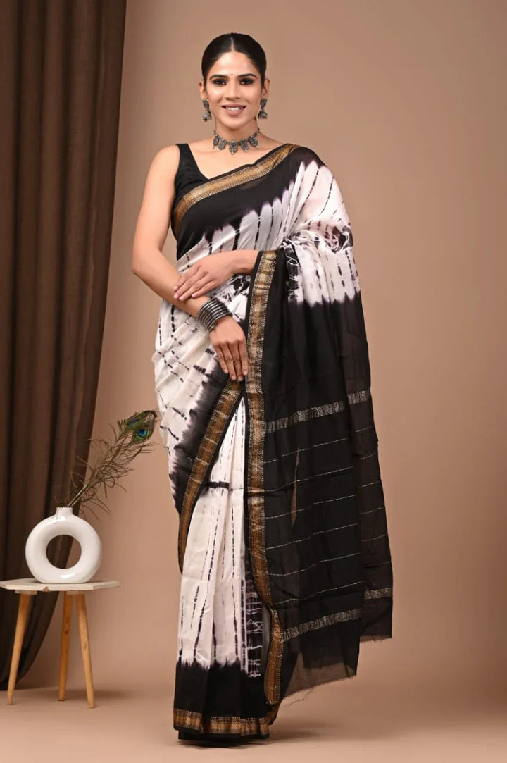 Elegant Hand Block Print Maheswari Silk Saree | Shop Now