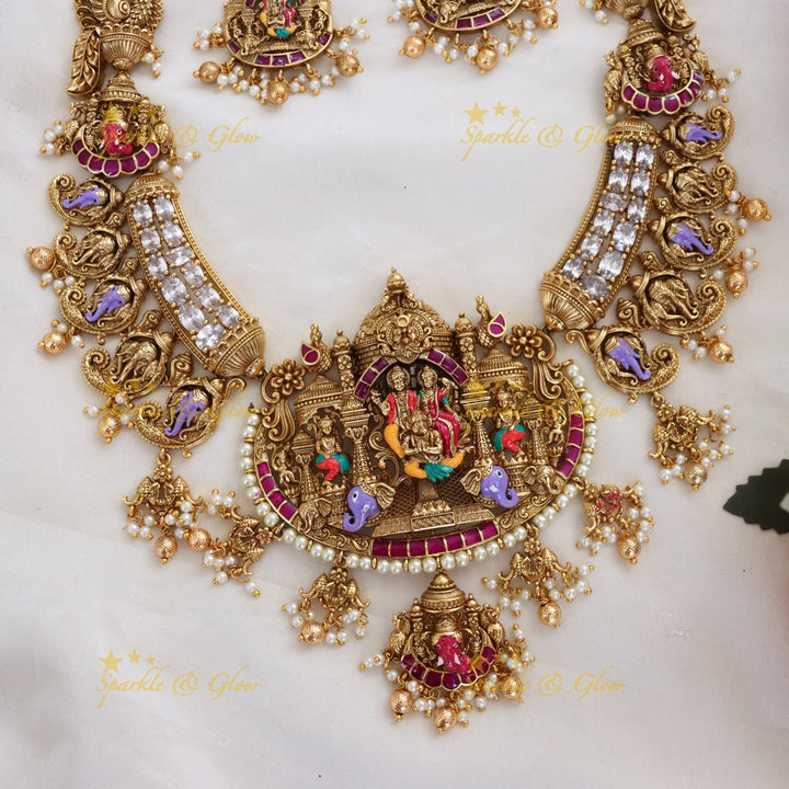 Majestic Elephant Vishnu Laxmi Necklace for Festive Elegance