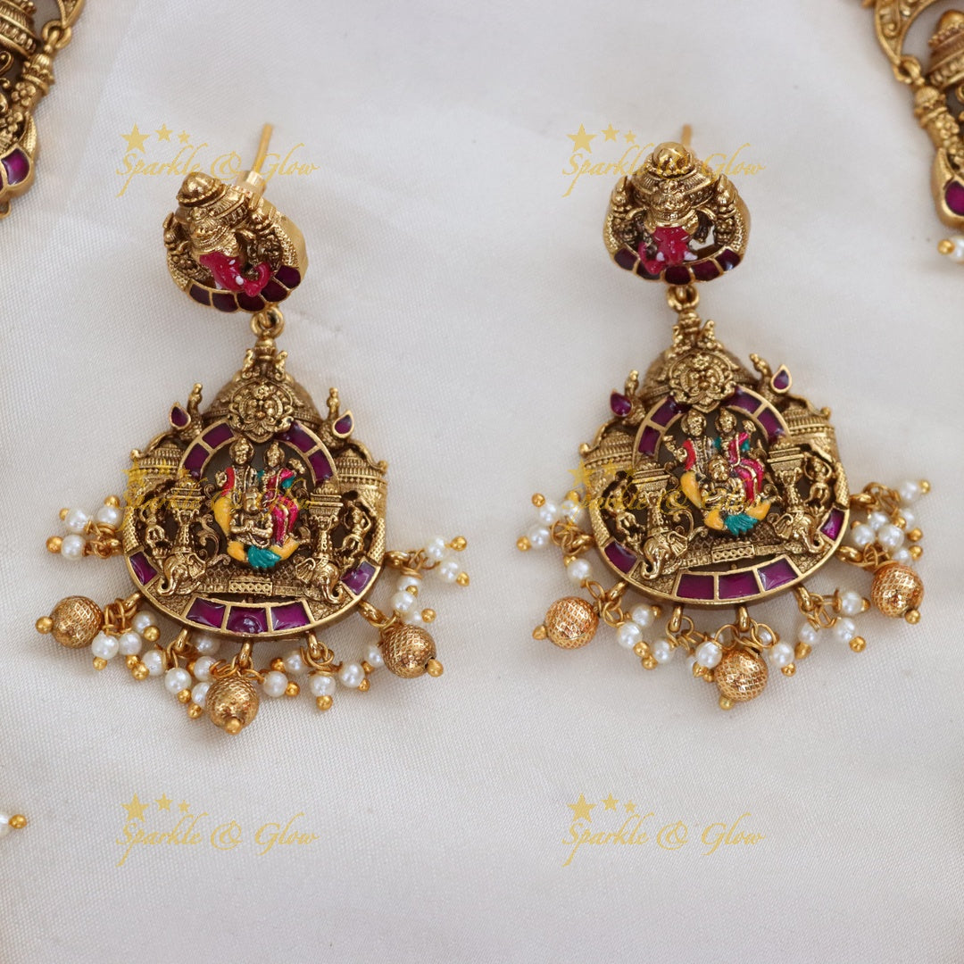 Majestic Elephant Vishnu Laxmi Necklace for Festive Elegance