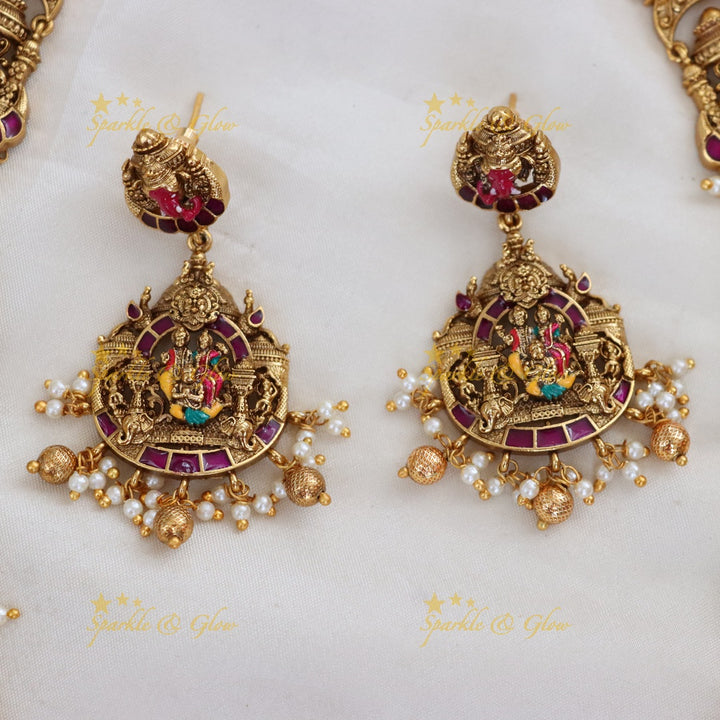 Majestic Elephant Vishnu Laxmi Necklace for Festive Elegance