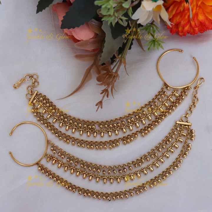 Elegant Gold alike Earchains for Celebrations