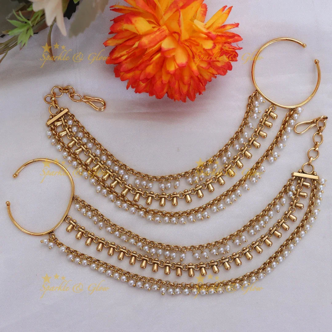 Elegant Gold alike Earchains for Celebrations