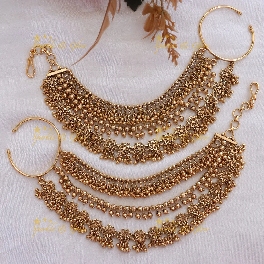 Gold-Toned Bridal Earchains - Exquisite Elegance