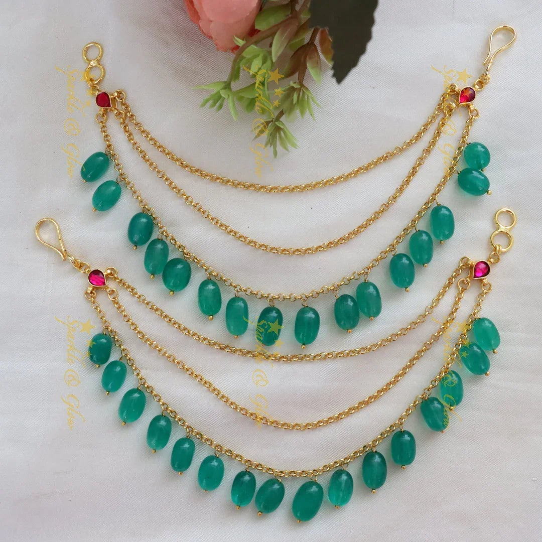 Discover the Elegant Green Bead Earchain Collection