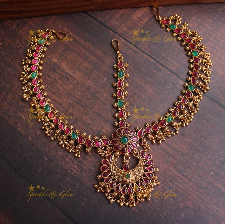 Gold alike Bridal three sided kemp maang tikka - Kemp - Sparkle and Glow - Kemp - 