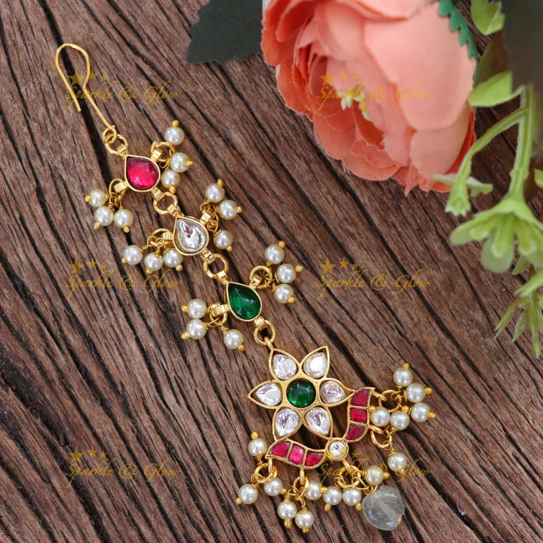 Luxurious Bridal Maang Tikka with Pearl and Gold