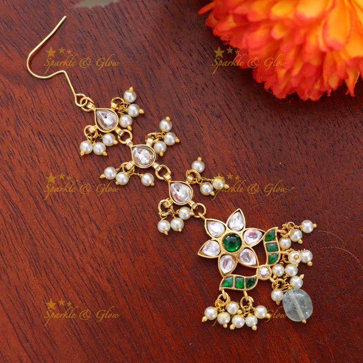 Luxurious Bridal Maang Tikka with Pearl and Gold