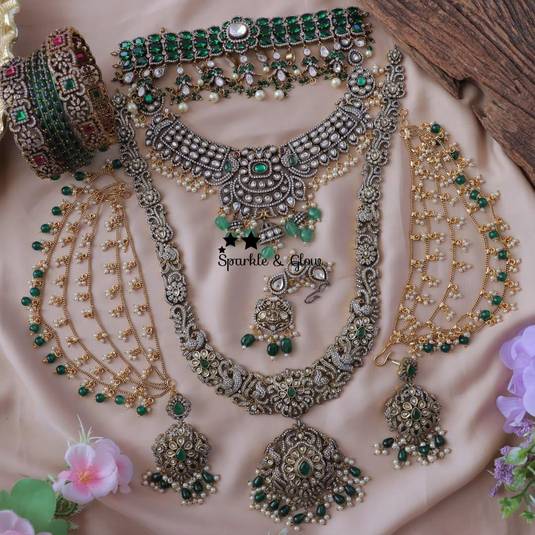 Victorian AD Peacock Bridal Jewelry Set - Exquisite Elegance