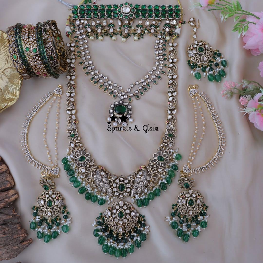 Victorian Peacock Bridal Jewellery Set for Elegance
