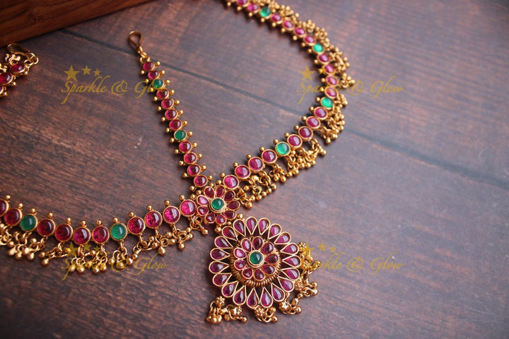 Gold alike Bridal three sided kemp maang tikka - Multi
