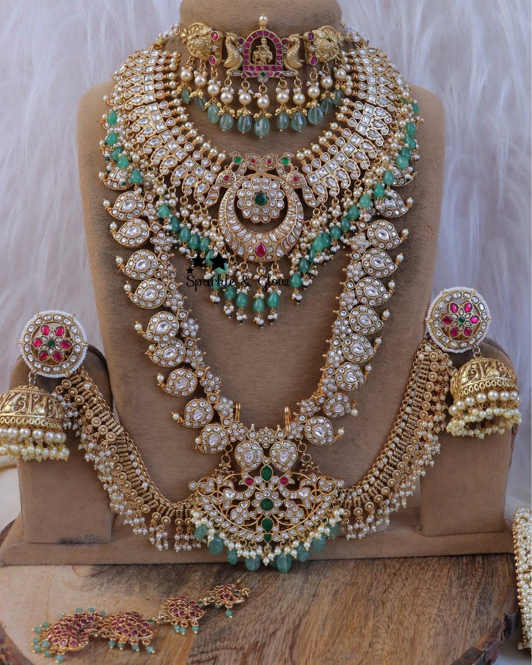 Exquisite Mango Floral Kundan Bridal Set for Radiant Brides