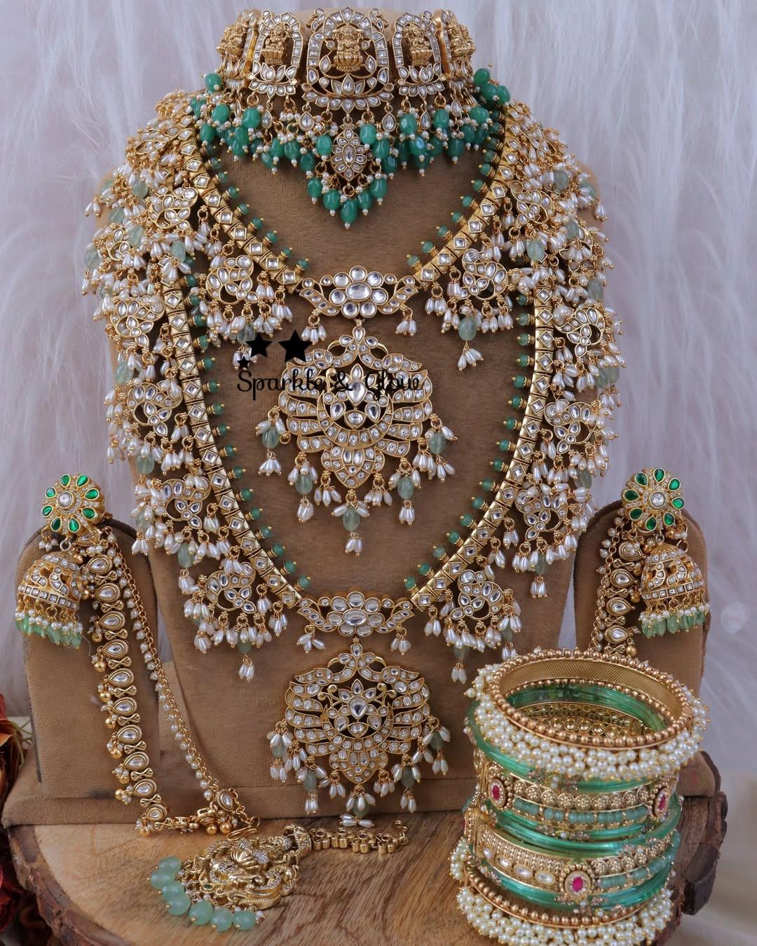 Exquisite Floral Jadau Kundan Guttapusalu Jewelry Set