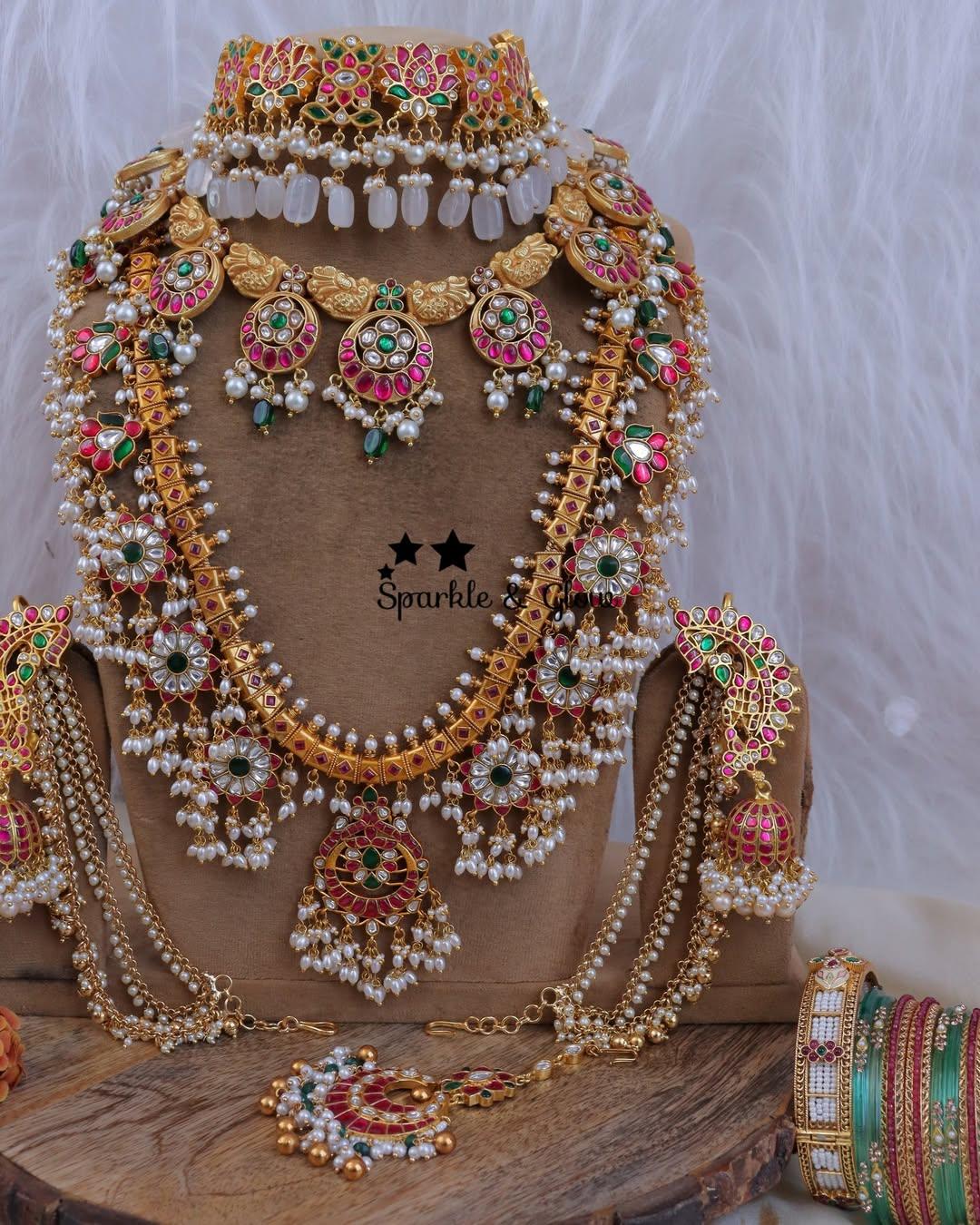 Exquisite Jadau Kundan Lotus Bridal Set