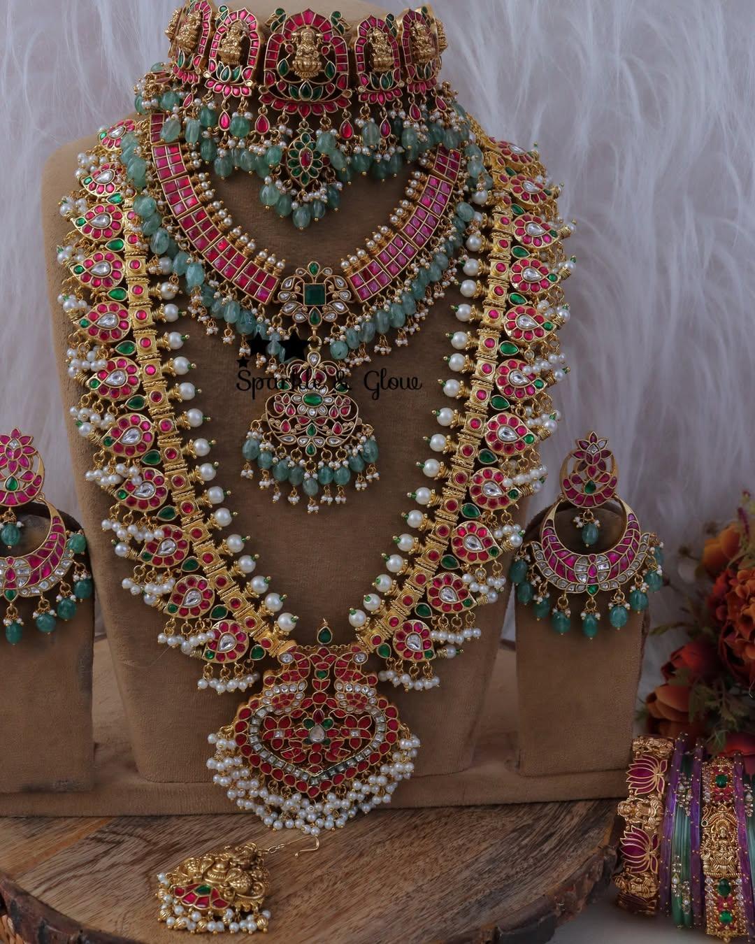Opulent Jadau Kundan Mango Bridal Jewellery Set