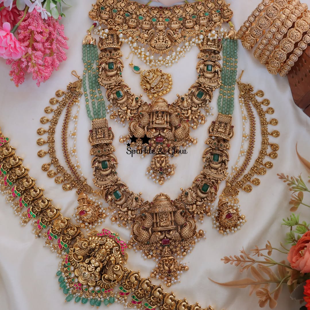 Exquisite Lakshmi Peacock Bridal Jewelry Set