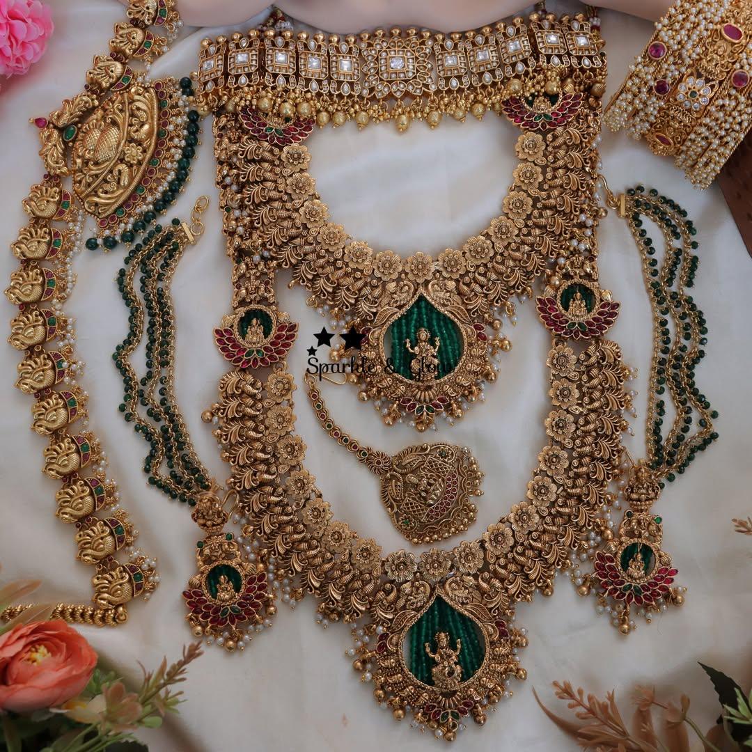 Grand Lakshmi Temple Bridal Set - Affordable Luxury
