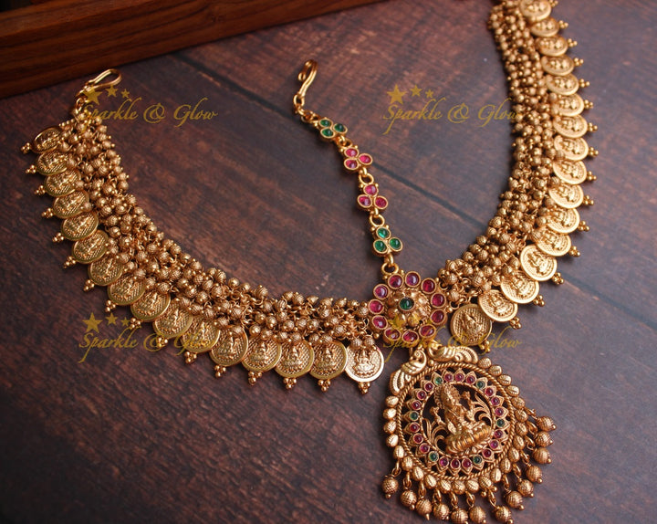 Gold alike Bridal three sided coin maang tikka - Gold