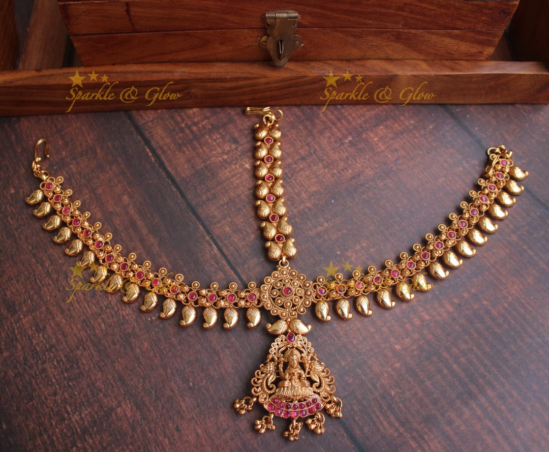 Gold alike Bridal three sided mango maang tikka - Multi