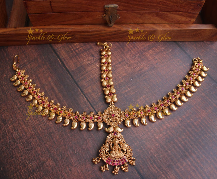 Gold alike Bridal three sided mango maang tikka - Multi