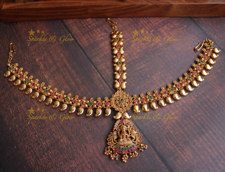 Gold alike Bridal three sided mango maang tikka - Multi