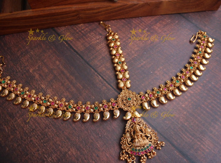 Gold alike Bridal three sided mango maang tikka - Multi