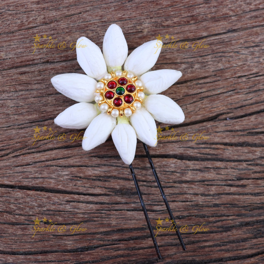 Floral Gold Hairpin for Festive & Bridal Glam