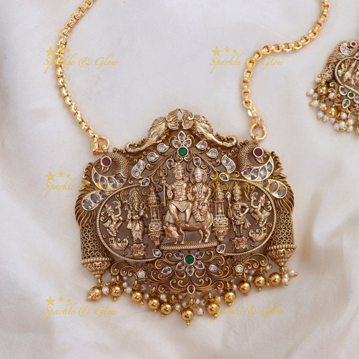 Divine Shiv Parvati Pendant Necklace for Graceful Occasions