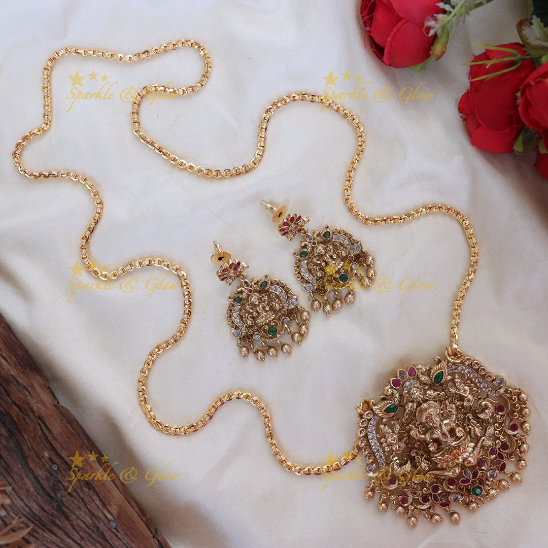 Exquisite Goddess Lakshmi Temple Necklace Set