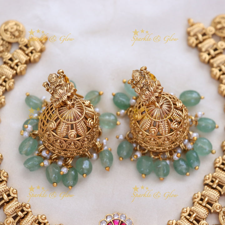 Captivating Lakshmi Peacock Necklace - Temple Jewelry