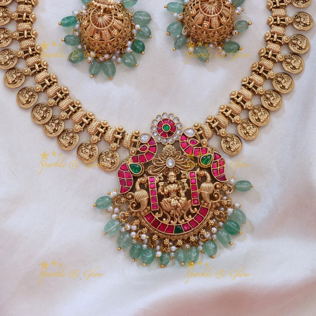 Lakshmi Coin Peacock Necklace – Elegance Redefined
