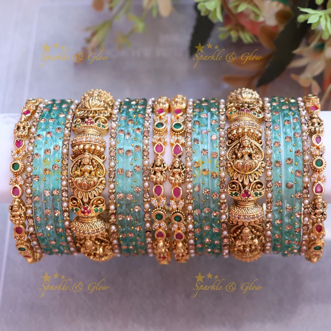Exquisite Lakshmi Bridal Bangle Set for Stunning Elegance-Two hand