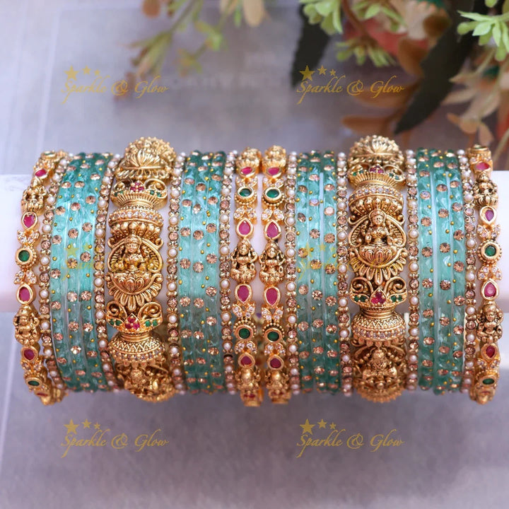 Exquisite Lakshmi Bridal Bangle Set for Stunning Elegance-Two hand
