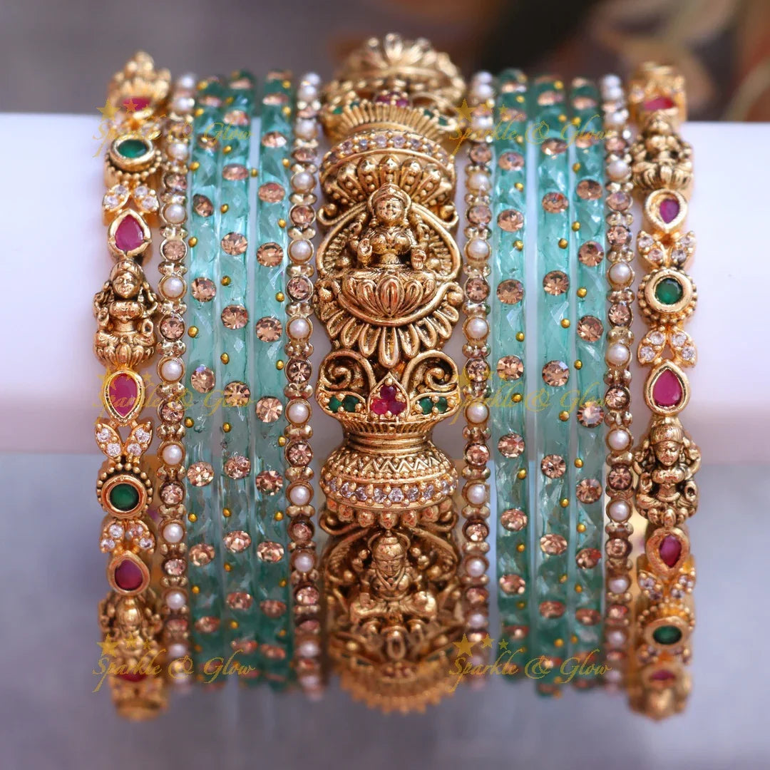 Exquisite Lakshmi Bridal Bangle Set for Stunning Elegance-Two hand