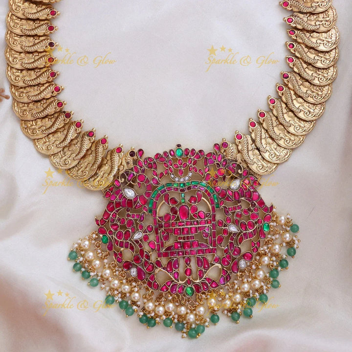 Exquisite Peacock Lakshmi Coin Necklace for Festive Glam