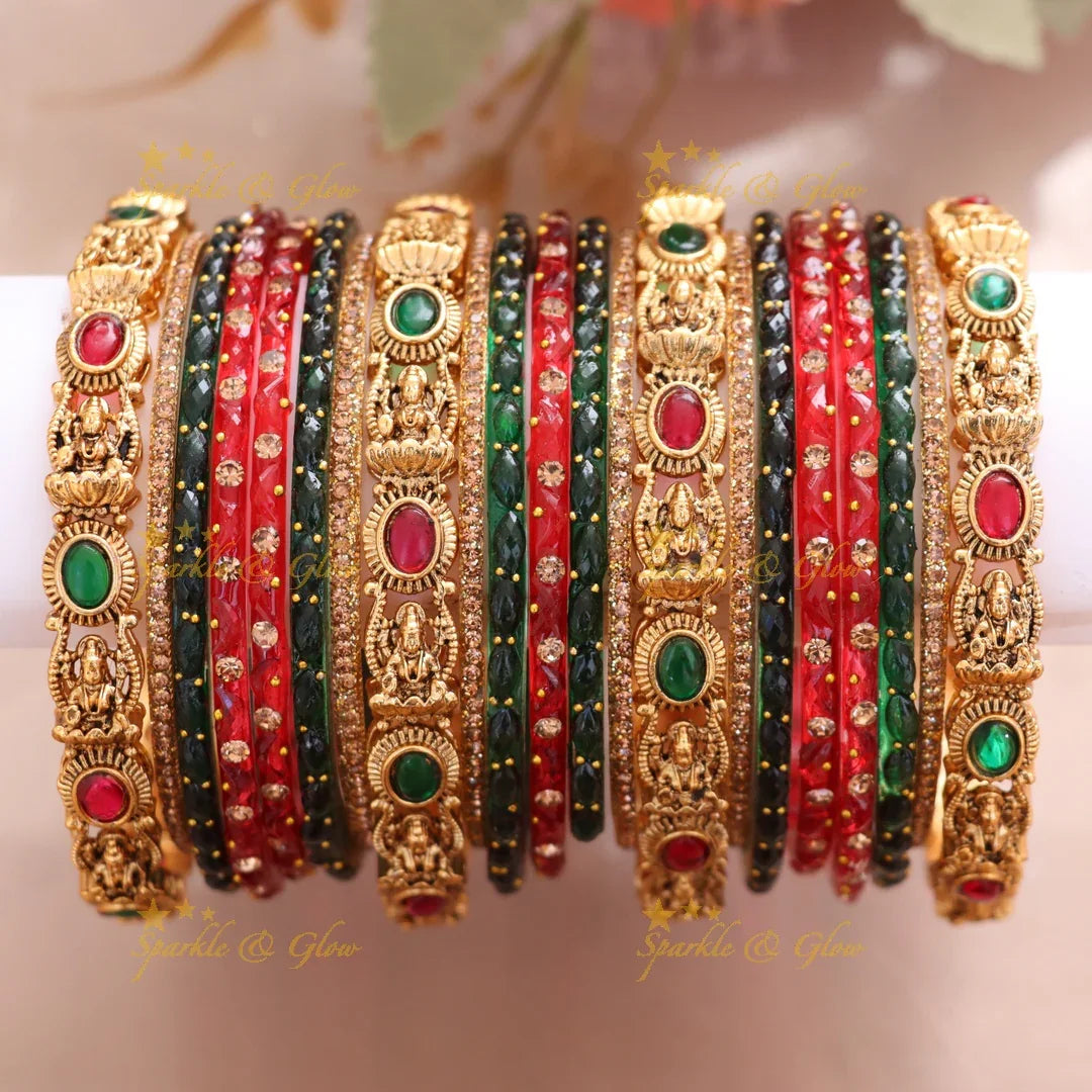 Exquisite Lakshmi Floral Bridal Bangles Set for Weddings