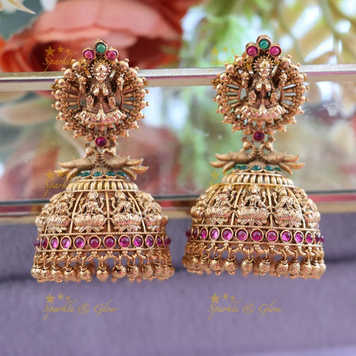 Matte Gold alike Lakshmi Jhumukas, Premium Design