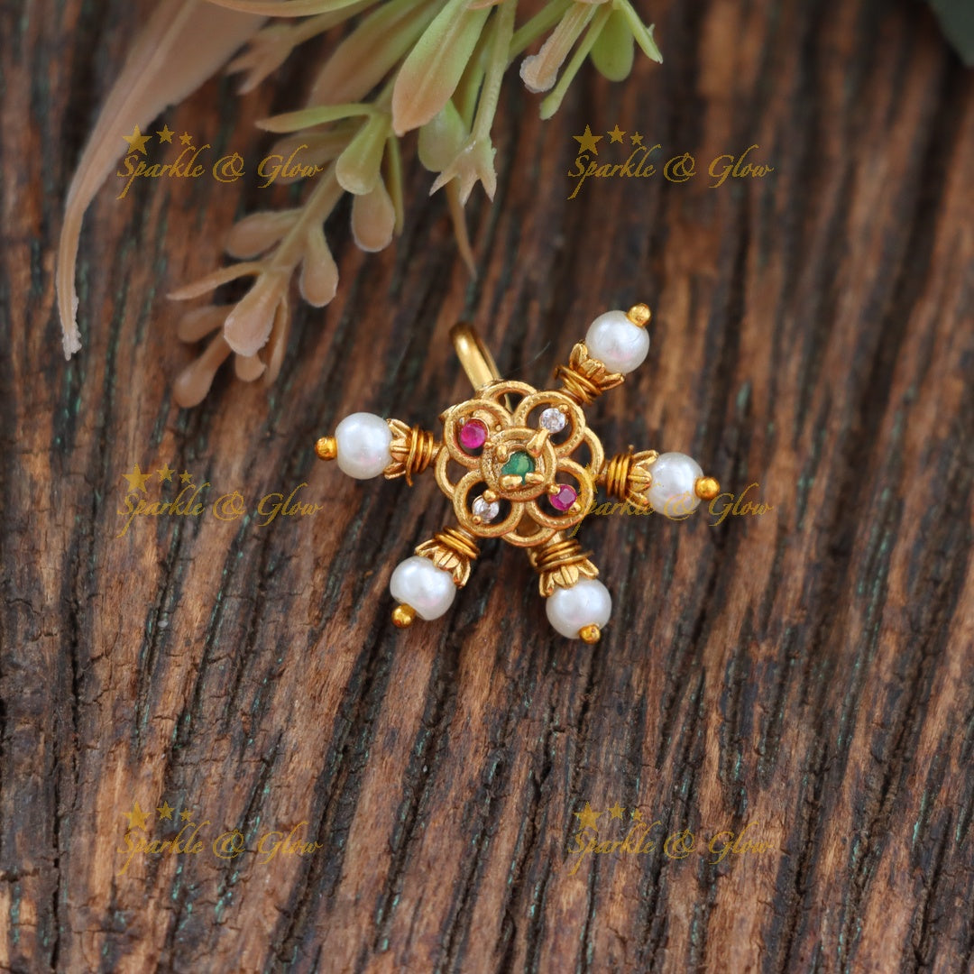 Elegant Gold-Finish Nose Ring for Weddings & Festivals