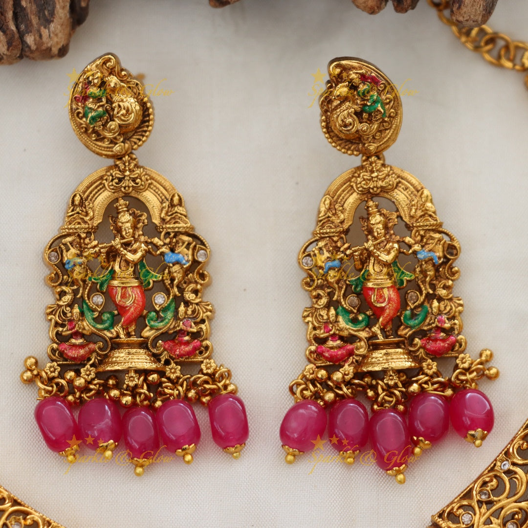 Exquisite Meenakari Krishna Necklace for Weddings