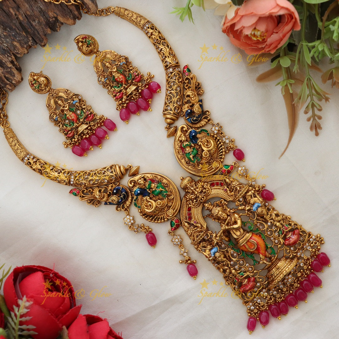 Exquisite Meenakari Krishna Necklace for Weddings