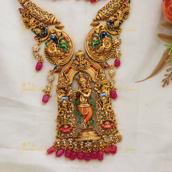 Exquisite Meenakari Krishna Necklace for Weddings