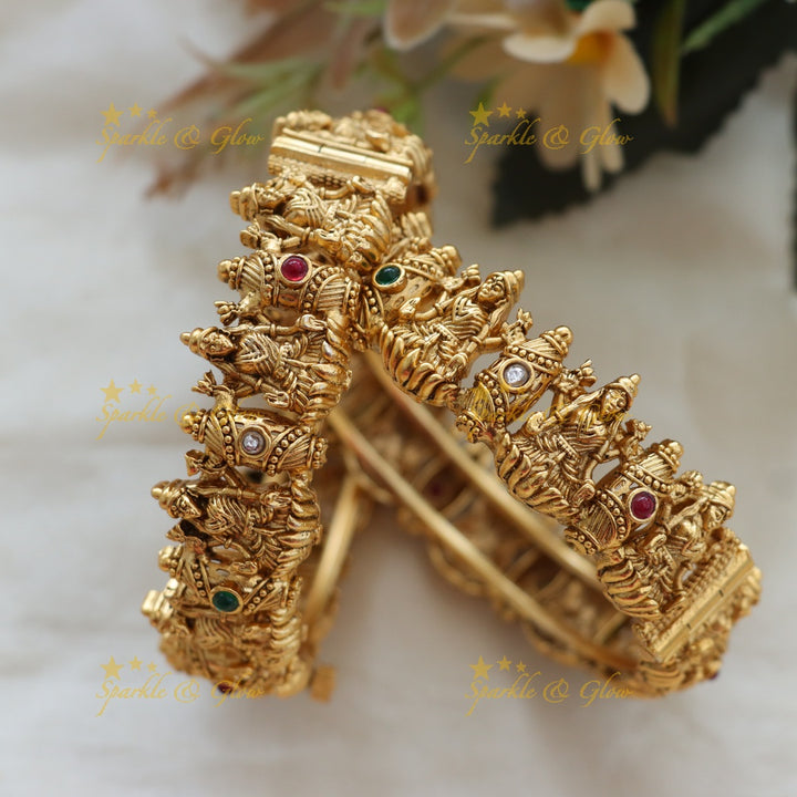 Exquisite Gold Finish Temple Bangles for Weddings